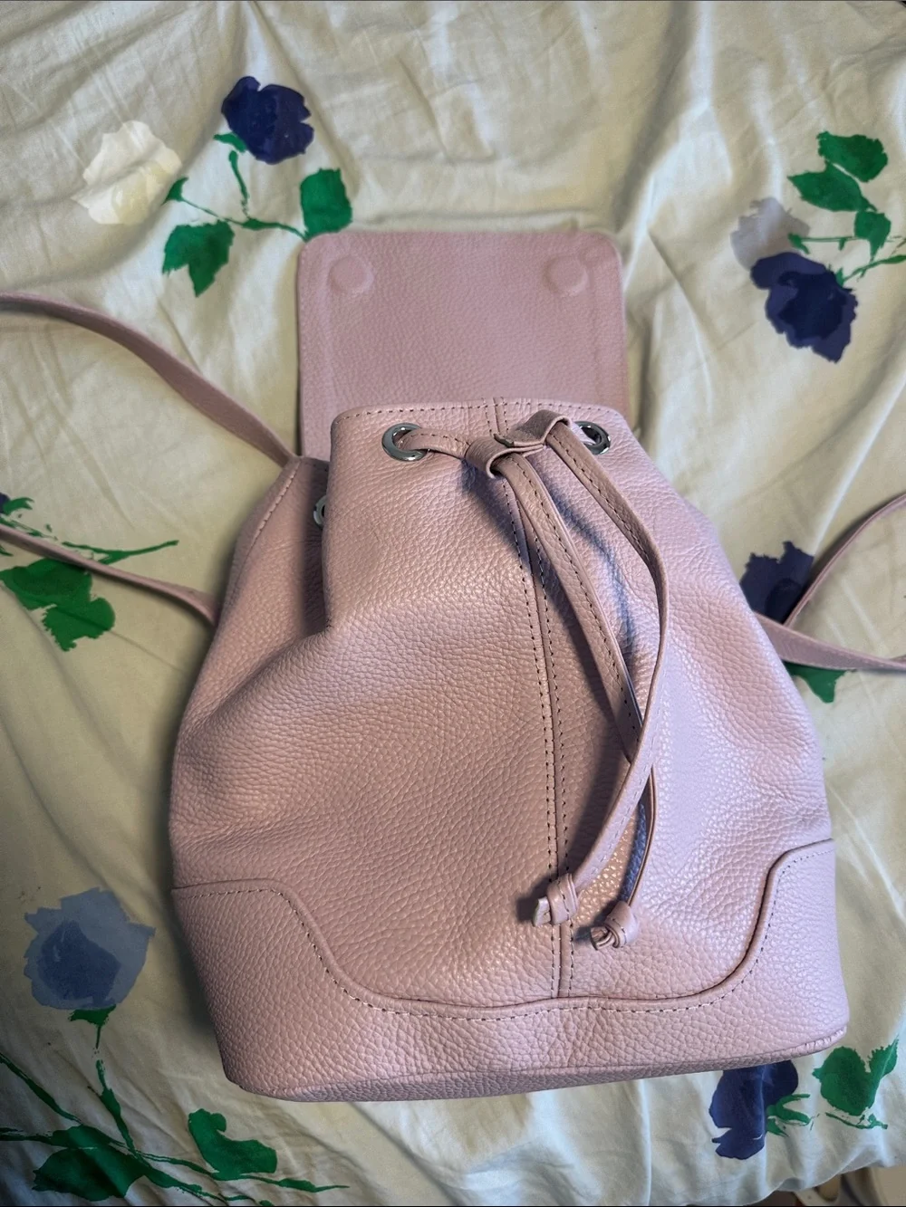 Women’s Pink Pebbled Leather Backpack
